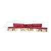 vidaXL 6-tlg. Paletten-Lounge-Set mit Kissen in Rot Holz