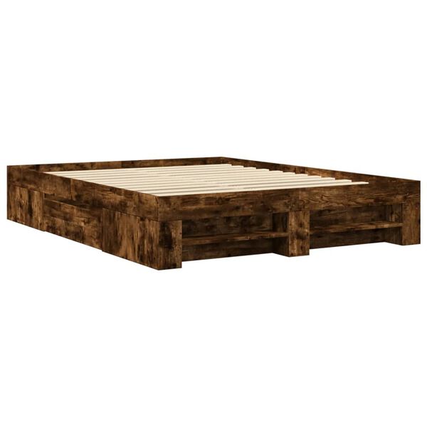 vidaXL Bettgestell ohne Matratze Räuchereiche 150x200 cm Holzwerkstoff