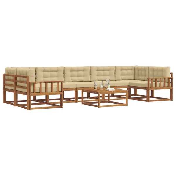 vidaXL Outdoor-Sofagarnitur mit Kissen 8 pcs Natur und Beige