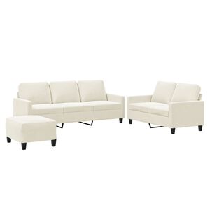 vidaXL 3-tlg. Sofagarnitur mit Kissen Creme Samt