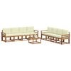 vidaXL Outdoor-Sofagarnitur 9 pcs Natur und Creme Massivholz Akazie