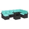 vidaXL Gartensofa-set mit Kissen 9 pcs Schwarz Poly-Rattan