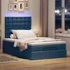 vidaXL Ottoman-Bett mit Matratze & LEDs Blau 120x190 cm Stoff