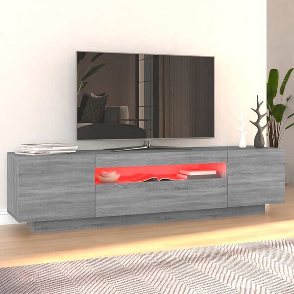 vidaXL TV-Schrank mit LED-Leuchten Grau Sonoma 160x35x40 cm