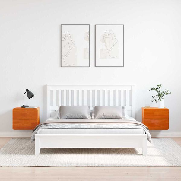 vidaXL Nachttisch 2 pcs Braun 39 x 34 x 33 cm Massivholz Kiefer