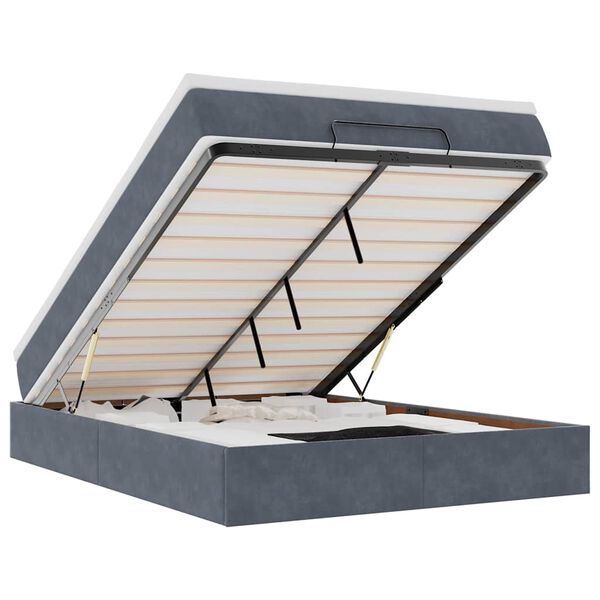 vidaXL Ottoman-Bett mit Matratze Dunkelgrau 140x200 cm Samt