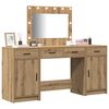 vidaXL Schminktisch mit Spiegelbeleuchtung 3 pcs Braun Holzwerkstoff