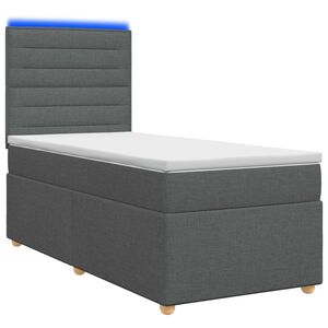 vidaXL Boxspringbett mit Matratze Dunkelgrau 80 x 200 cm Stoff