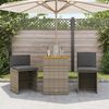 vidaXL 3-tlg. Bistro-Set mit Kissen Grau Poly Rattan