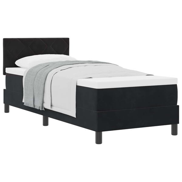 vidaXL Boxspringbett mit Matratze Schwarz 80 x 200 cm Samt