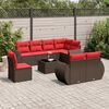 vidaXL 9-teiliges Gartensofa-Set mit Kissen, braun, Polyrattan