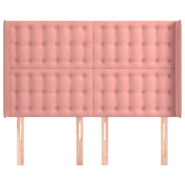 vidaXL Kopfteil mit Ohren Rosa 147x16x118/128 cm Samt