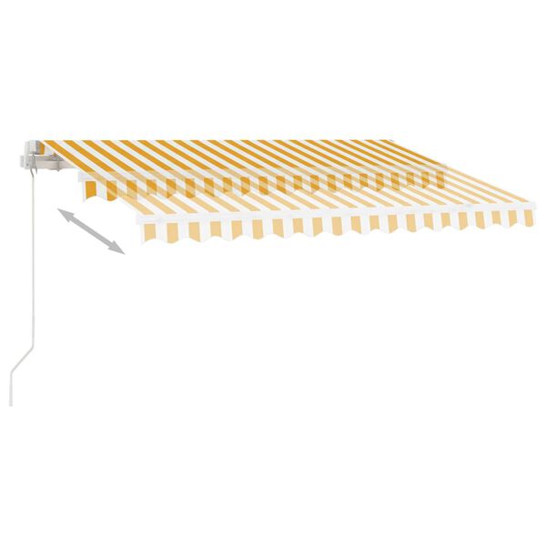 vidaXL Markise Manuell Einziehbar mit LED 300x250 cm Gelb Wei&szlig;