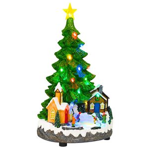 vidaXL Weihnachtsbaum mit Musik SALO 16 x 15 x 27,5 cm Harz Gr&uuml;n