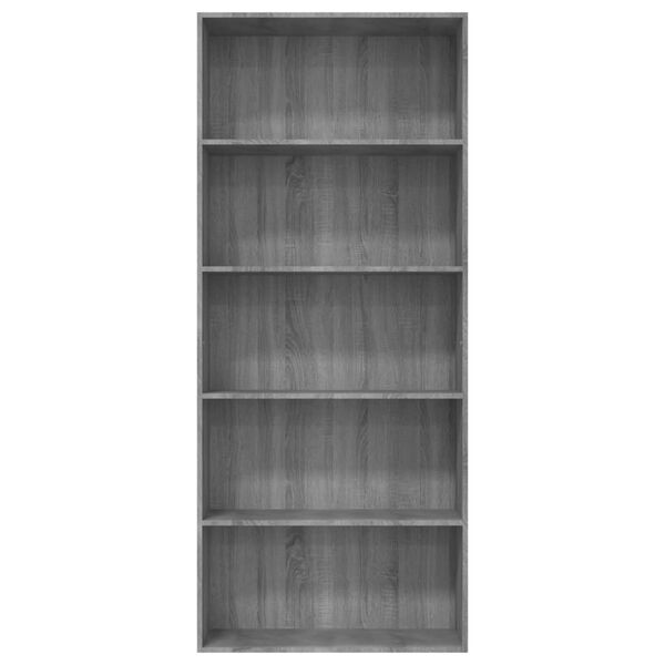 vidaXL B&uuml;cherregal 5 F&auml;cher Grau Sonoma 80x30x189 cm Holzwerkstoff