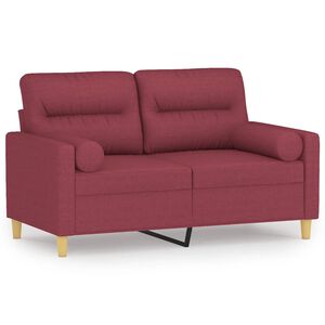 vidaXL 2-Sitzer-Sofa mit Zierkissen Weinrot 120 cm Stoff