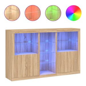 vidaXL Sideboard mit LED-Leuchten Sonoma-Eiche 162x37x100 cm