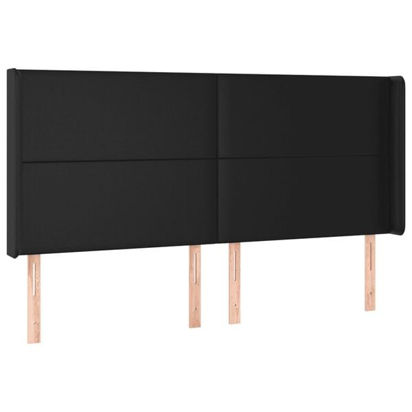 vidaXL LED Kopfteil Schwarz 203x16x118/128 cm Kunstleder