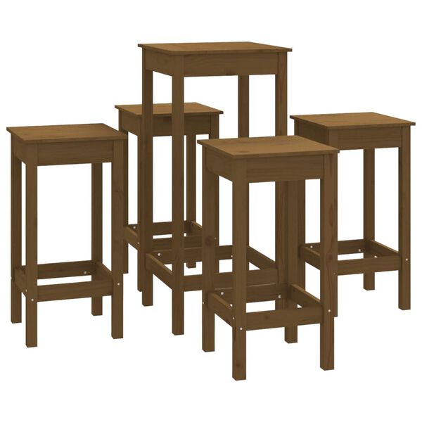 vidaXL 5-tlg. Bar-Set Honigbraun Massivholz Kiefer
