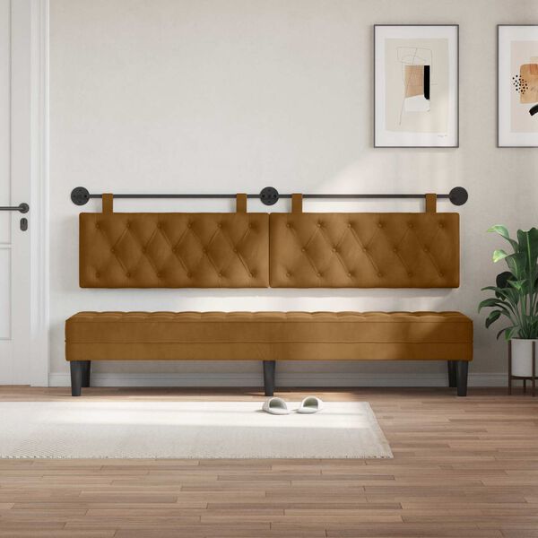 vidaXL H&auml;ngevorderseite Wandmontiert Braun 210 x 55 x 7 cm Samt