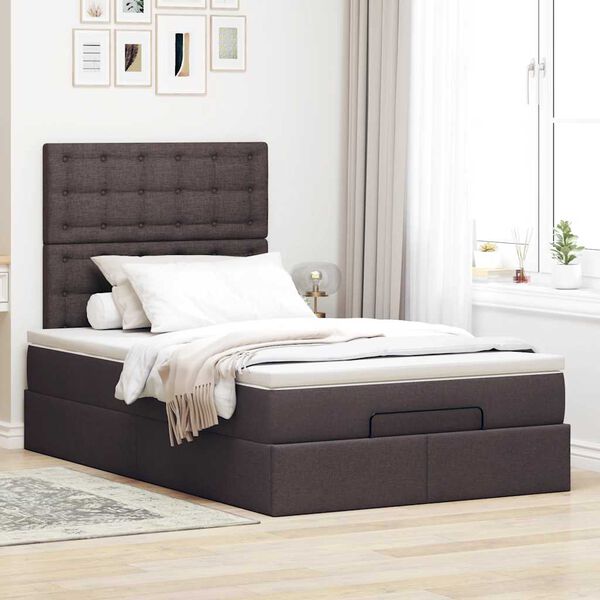 vidaXL Ottoman-Bett mit Matratze Dunkelbraun 120x190 cm Stoff
