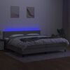 vidaXL Boxspringbett mit Matratze & LED Hellgrau 200x200 cm Stoff