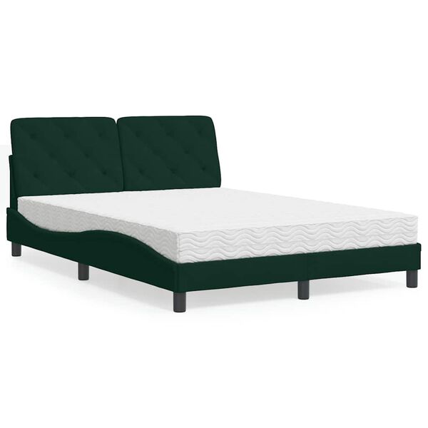 vidaXL Bett mit Matratze Dunkelgr&uuml;n 120x200 cm Samt