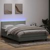vidaXL Boxspringbett mit Matratze & LED Hellgrau 140x210 cm Samt