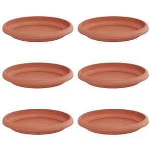vidaXL Runde Blumenplatte 6 stk. Ziegelrot &Oslash; 14 x 2 cm Kunststoff