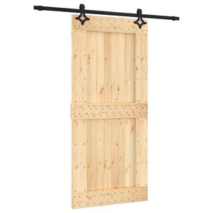 vidaXL Schiebet&uuml;r Nat&uuml;rlich und Schwarz 95 x 210 cm Massivkiefer