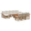 vidaXL Gartensofa-set 11 stk. Nat&uuml;rlich und Cremwei&szlig; Poly-Rattan