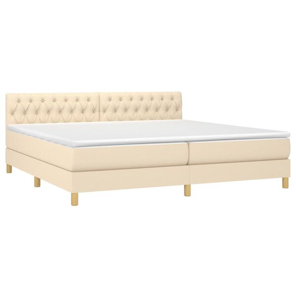 vidaXL Boxspringbett mit Matratze & LED Creme 200x200 cm Stoff