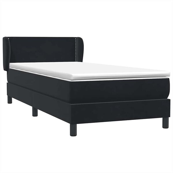 vidaXL Boxspringbett mit Matratze Schwarz 100x220 cm Samt
