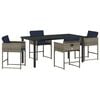 vidaXL Garten Essgruppe mit Kissen 5 pcs Grau Poly-Rattan