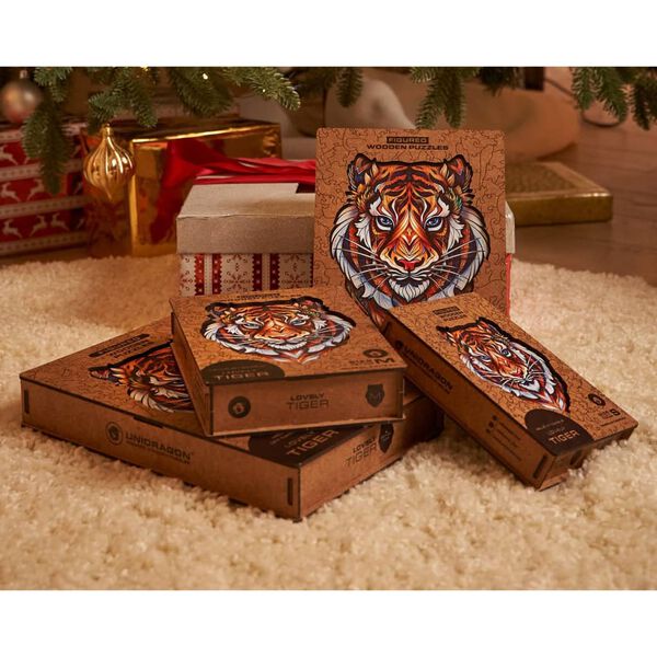 UNIDRAGON 273-tlg. Holzpuzzle Lovely Tiger King Size 30x38 cm