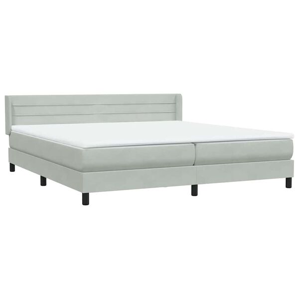 vidaXL Boxspringbett mit Matratze Hellgrau 180x220 cm Samt