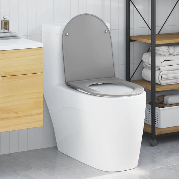 vidaXL Toilettensitz Grau 47 x 36 x 3,4 cm Duroplast