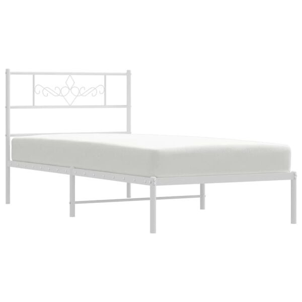 vidaXL Metallbett ohne Matratze mit Kopfteil Wei&szlig; 75x190 cm