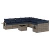 vidaXL 11-teiliges Gartensofa-Set mit Kissen, grau, Polyrattan