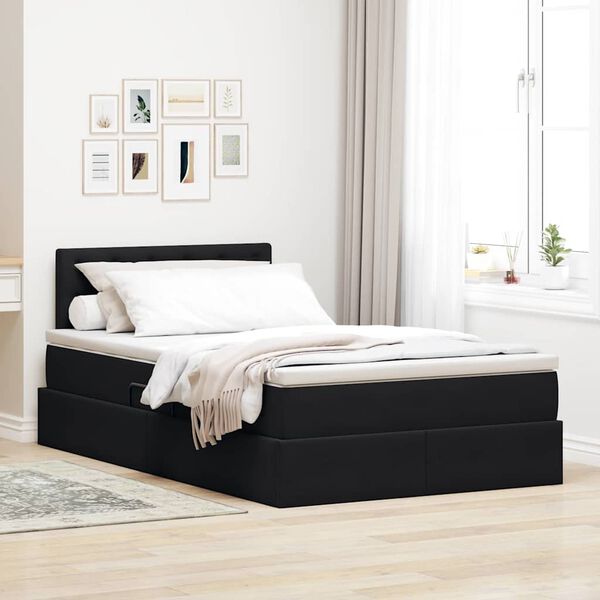 vidaXL Bett mit Stauraum und LED mit LED Schwarz 120 x 190 cm Samt