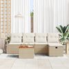 vidaXL Garten-Sofa-Set mit Kissen mit Speicher 6 pcs Beige Poly Rattan