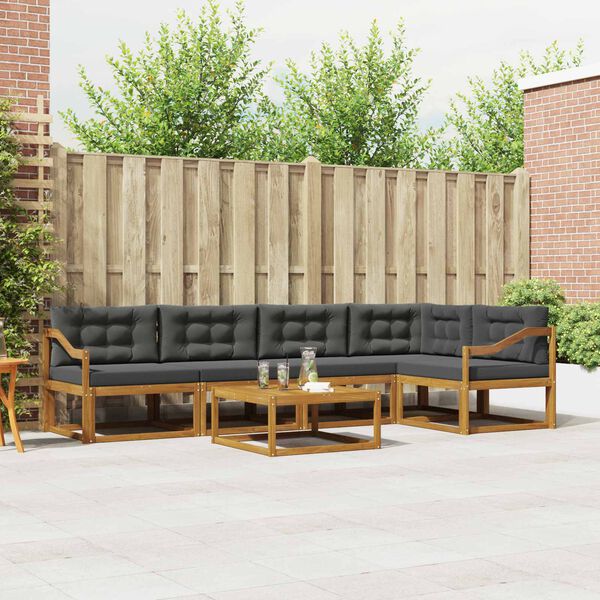 vidaXL Outdoor-Sofagarnitur mit Kissen 6 pcs Natur und Anthrazit