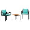 vidaXL Gartenm&ouml;bel-Set 3 pcs Schwarz und T&uuml;rkis Poly-Rattan