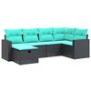 vidaXL 6-tlg. Garten-Sofagarnitur mit Kissen Schwarz Poly Rattan