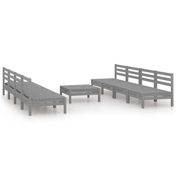 vidaXL 9-tlg. Garten-Lounge-Set Grau Kiefer Massivholz