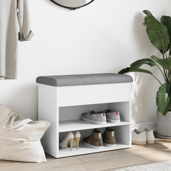 vidaXL Schuhbank Wei&szlig; 62 x 32 x 50 cm Holzwerkstoff