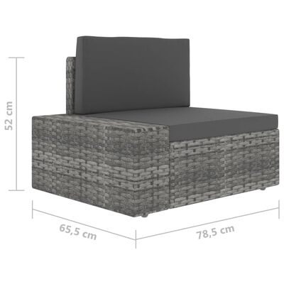 vidaXL Modulares 3-Sitzer-Sofa Poly Rattan Grau