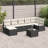 vidaXL Sofa Set mit Kissen 8 pcs Schwarz Poly Rattan