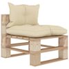vidaXL Garten-Paletten-Mittelsofa mit Kissen in Creme Holz