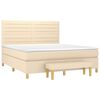 vidaXL Boxspringbett mit Matratze Creme 180x200 cm Stoff